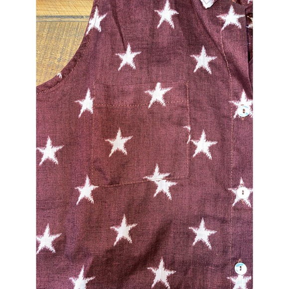NWT Womens Just Living 100% Linen Dark Red/Brown‎ Star Tank Button Up L - Picture 2 of 8